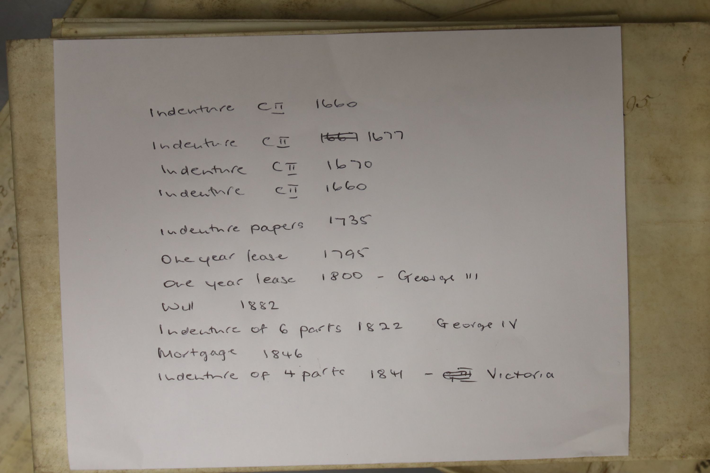 Romney/New Romney indentures and leases including two dated 1660, 1677, 1735, 1795, 1800, 1822, 1841 etc